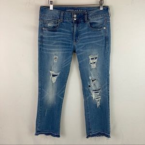American Eagle Artist Crop Distressed Super Stretch Jeans 10